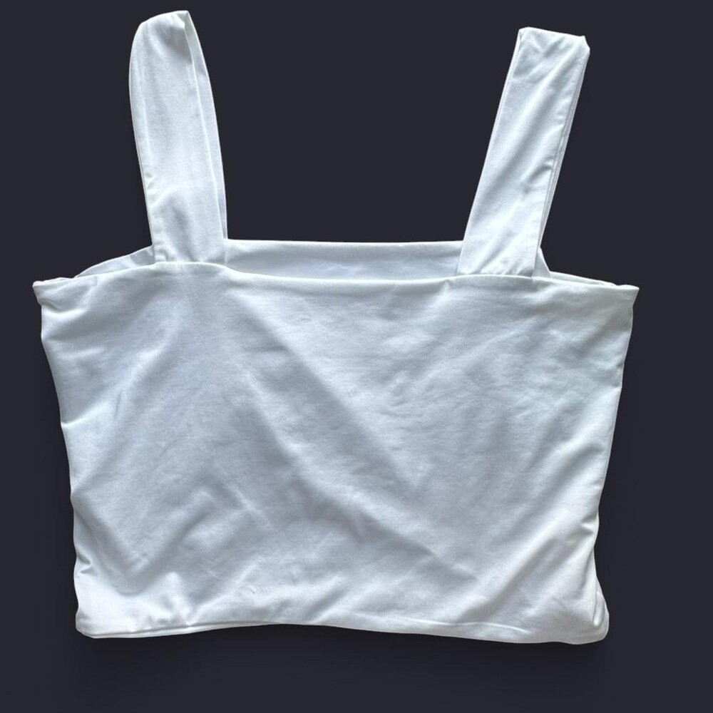 Unbranded White cropped tank top stretchy size large #croptop #y2k #2000s